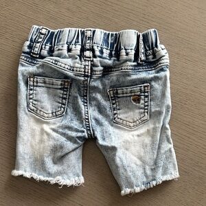 Kids Light Blue Washed Denim Shorts with Frayed Hem